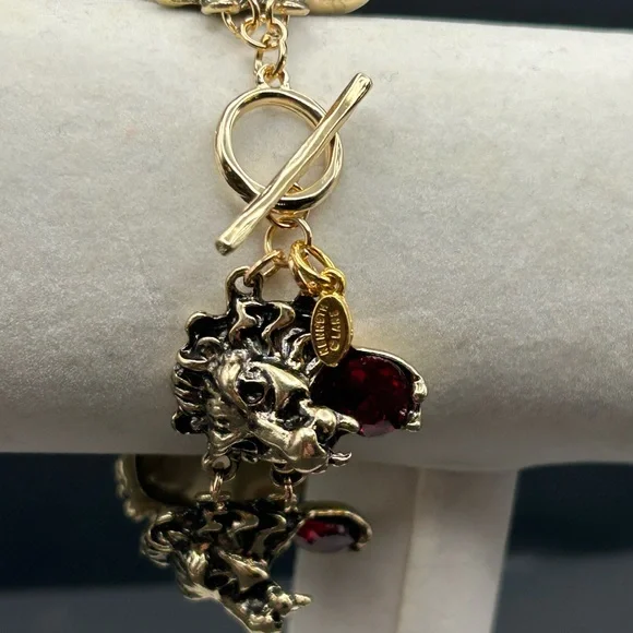 Kenneth Jay Lane Runway Red and Gold Lion Bracelet - Picture 8 of 15